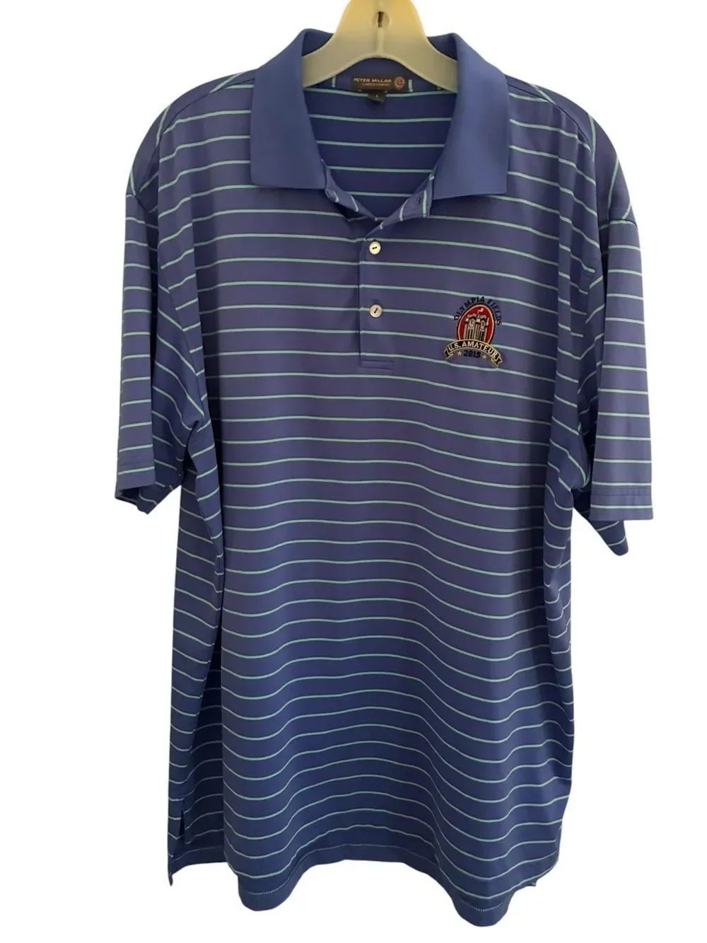 Peter Millar Lavender and Mint Stripe Performance Polo Mens Size L